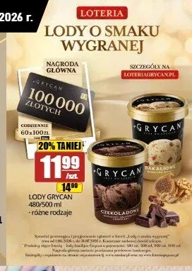 Lody czekoladowe Grycan promocja w API Market