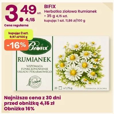 Herbatka ziołowa Rumianek Bifix promocja w Frisco