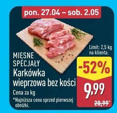 Karkówka wieprzowa bez kości promocja w Aldi