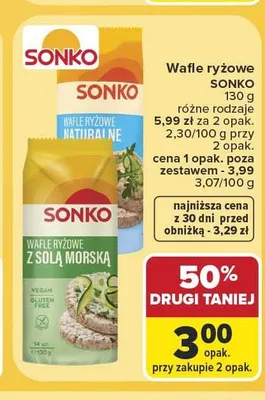 Wafle ryżowe naturalne Sonko promocja w Carrefour Market