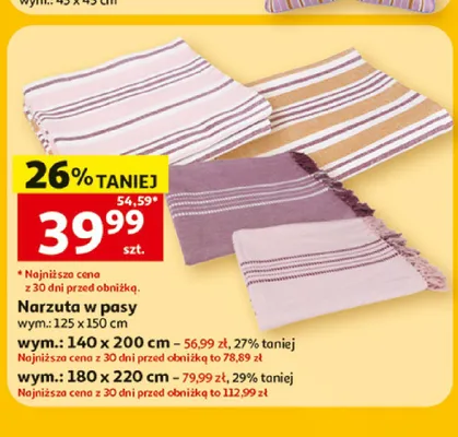 Narzuta w pasy 125x150 cm promocja w Auchan