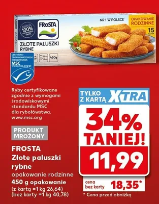 Złote paluszki rybne FroSta opakowanie rodzinne promocja w Kaufland