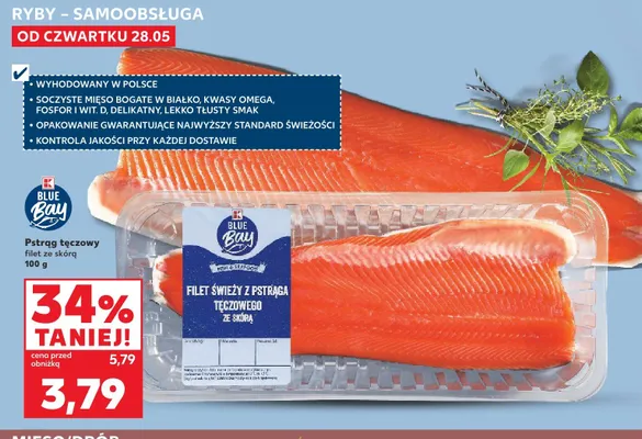 Pstrąg tęczowy filet ze skórą Blue Bay promocja w Kaufland