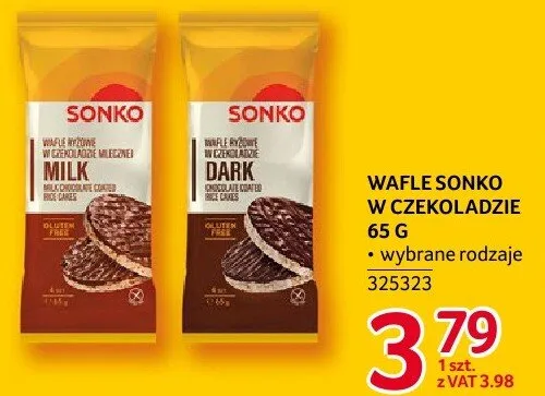Wafle Sonko w czekoladzie 65 g wybrane rodzaje promocja w Selgros