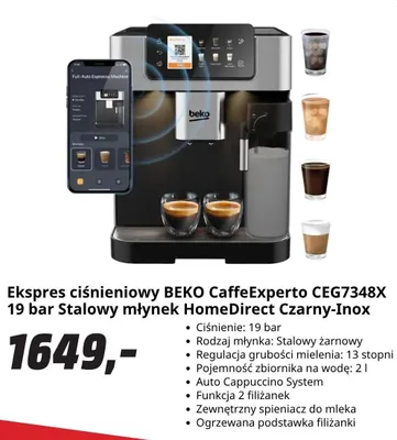 Ekspres ciśnieniowy BEKO CaffeExperto promocja w Media Markt