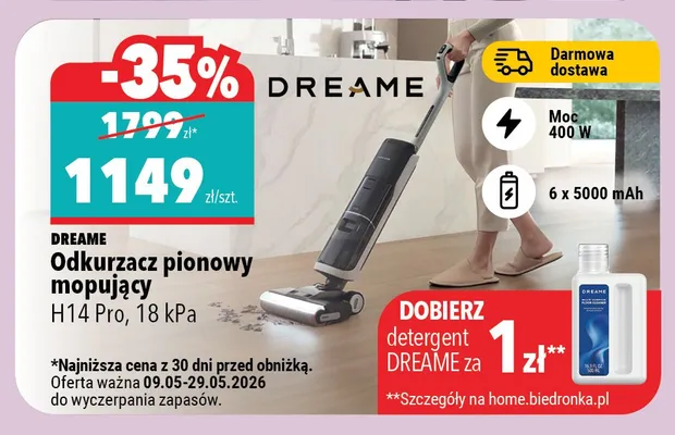 Odkurzacz pionowy mopujący H14 Pro 18 kPa promocja w Biedronka Home