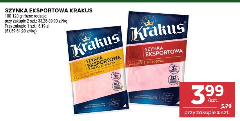 Szynka eksportowa z piersi kurczaka Krakus promocja w Stokrotka