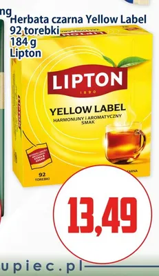 Herbata czarna Yellow Label Lipton promocja w Kupiec