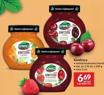 Konfitura Łowicz wiśnia/truskawka/morela promocja w Makro