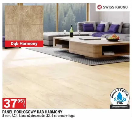 Panel podłogowy Dąb Harmony 8mm AC4 klasa użyteczności 32 4 stronna v-fuga promocja w Merkury Market