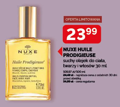 Suchy olejek do ciała twarzy i włosów Nuxe Huile Prodigieuse promocja w Ziko Dermo