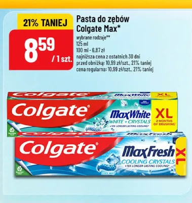 Pasta do zębów Colgate Max Fresh Cooling Crystals promocja w POLOmarket