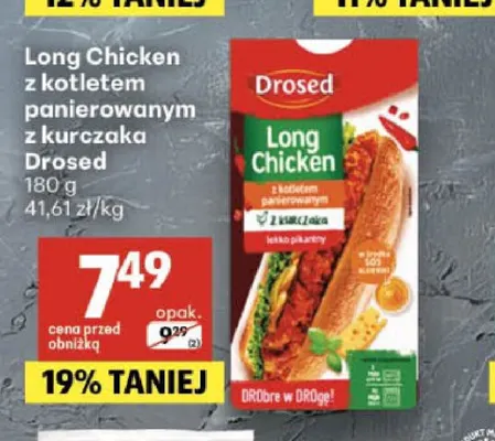 Long Chicken z kotletem panierowanym z kurczaka Drosed promocja w Delikatesy Centrum