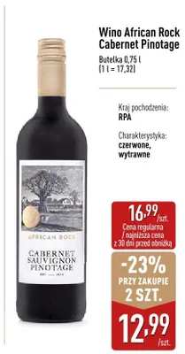 Wino African Rock Cabernet Pinotage promocja w Aldi