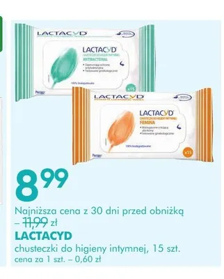 Chusteczki do higieny intymnej Lactacyd Antibacterial promocja w Super-Pharm