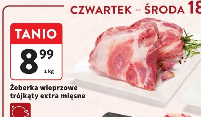 Żeberka wieprzowe trójkąty extra mięsne promocja w Intermarche