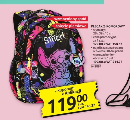 Plecak 2-komorowy Stitch promocja w Selgros