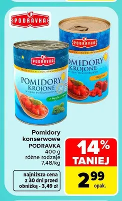 Pomidory konserwowe Podravka promocja w Carrefour Market