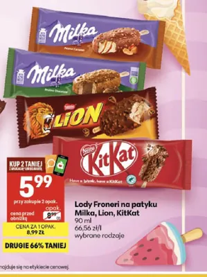 Lody na patyku Milka Praline Chocolate promocja w Delikatesy Centrum