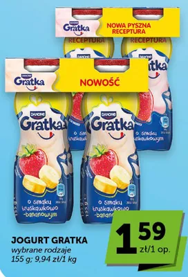 Jogurt Danone Gratka o smaku truskawkowo-bananowym promocja w Groszek