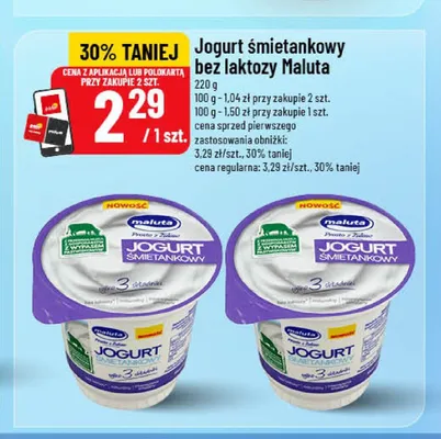 Jogurt śmietankowy bez laktozy Maluta promocja w POLOmarket