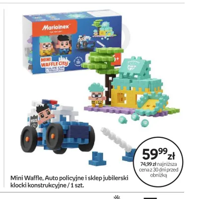 Klocki konstrukcyjne Marioinex Mini Waffle Auto policyjne i sklep jubilerski promocja w Empik