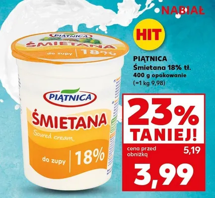 Śmietana 18% tł. promocja w Kaufland