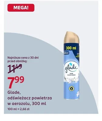 Odświeżacz powietrza w aerozolu Glade Pure Clean Linen promocja w Rossmann