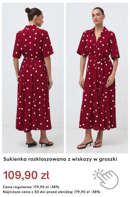 Sukienka rozkloszowana z wiskozy w groszki promocja w Medicine
