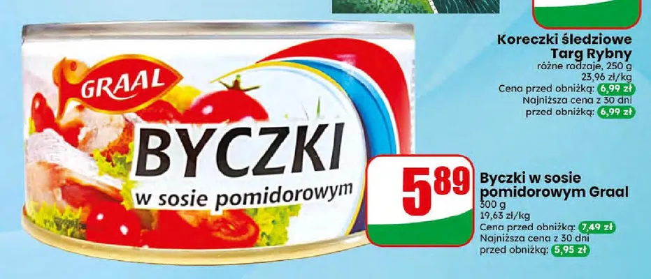 Byczki w sosie pomidorowym Graal promocja w Dino