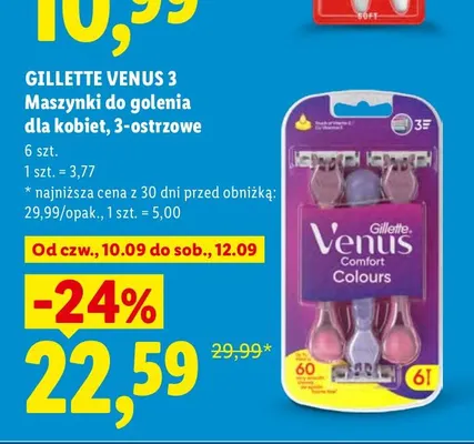 Maszynki do golenia dla kobiet 3-ostrzowe Gillette Venus 3 promocja w Lidl