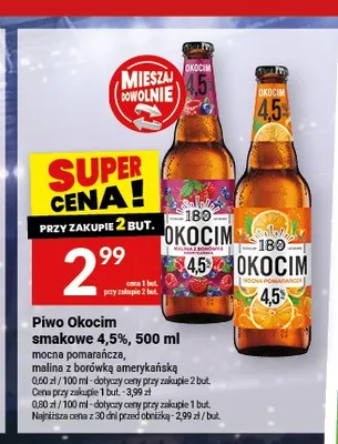Piwo Okocim smakowe 4,5% mocna pomarańcza promocja w Twój Market