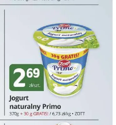 Jogurt naturalny Primo promocja w Marketvita