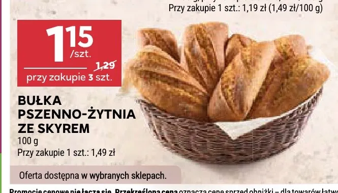 Bułka pszenno-żytnia ze skyrem promocja w Stokrotka