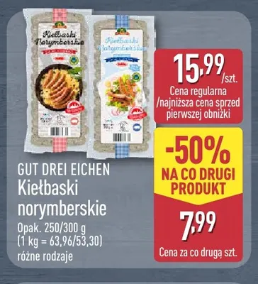 Kiełbaski norymberskie 250 g Gut Drei Eichen promocja w Aldi