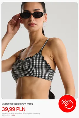 Biustonosz kąpielowy w kratkę Cropp promocja w Cropp