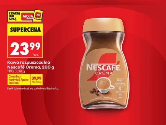 Kawa rozpuszczalna Nescafé Crema promocja w Biedronka