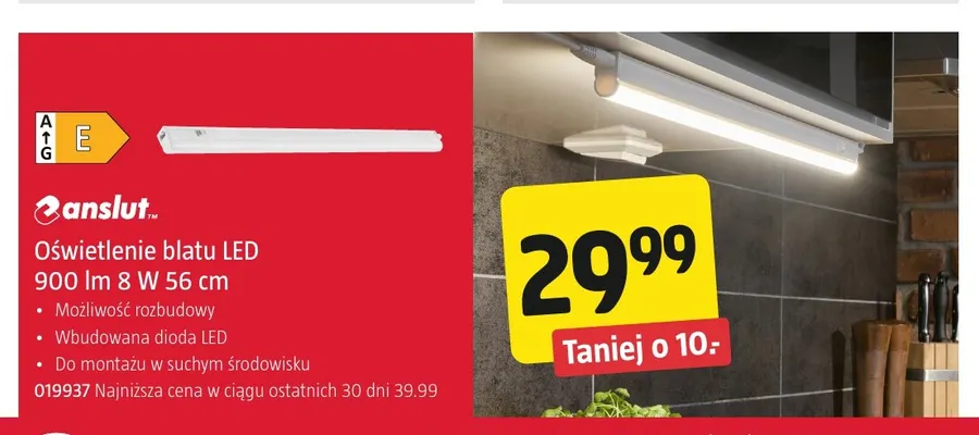 Oświetlenie blatu LED 900lm 56 cm Anslut promocja w Jula
