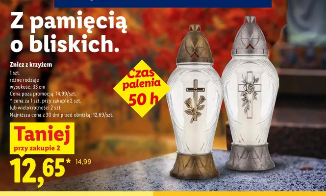 Znicz z krzyżem promocja w Lidl