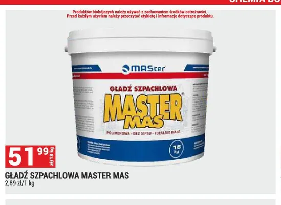Gładź szpachlowa Master Mas promocja w Merkury Market