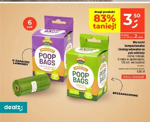 Woreczki kompostowalne i biodegradowalne na psie odchody o zapachu lawendy Cooper & Pals 6-pak promocja w Dealz
