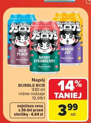 Napój Bubble Bob Merry Strawberry promocja w Carrefour