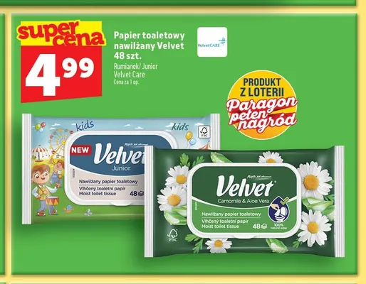 Papier toaletowy nawilżany Velvet Rumianek promocja w TOPAZ