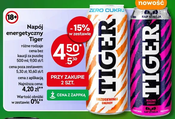 Napój energetyczny Tiger Rap Stacja Malina promocja w Żabka