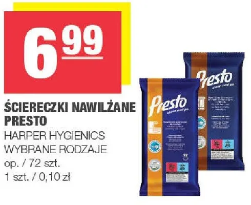 Ściereczki nawilżane Presto promocja w SPAR