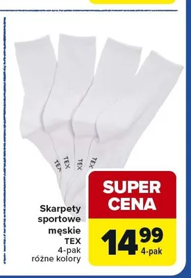 Skarpety sportowe męskie TEX 4-pak promocja w Carrefour Market