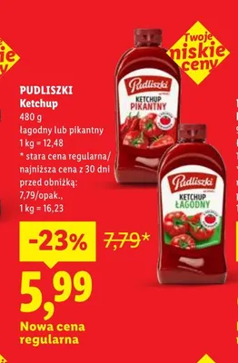 Ketchup łagodny Pudliszki promocja w Lidl