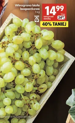 Winogrona białe bezpestkowe promocja w Delikatesy Centrum