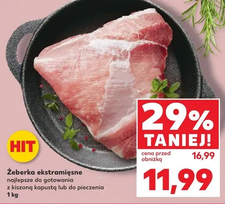 Żeberka ekstramięsne najlepsze do gotowania z kiszoną kapustą lub do pieczenia promocja w Kaufland