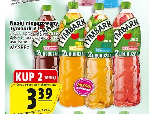 Napój niegazowany Tymbark wiśnia jabłko promocja w Prim Market